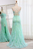 Load image into Gallery viewer, Green Mermaid Spaghetti Straps Sequins Long Prom Dress with Slit