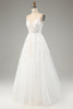 Load image into Gallery viewer, Ivory A-Line Tulle Spaghetti Straps Wedding Dress with Appliques