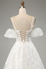 Load image into Gallery viewer, Ivory A-Line Tulle Spaghetti Straps Wedding Dress with Appliques