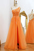 Load image into Gallery viewer, One Shoulder A-line Orange Prom Dress with Appliques