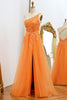 Load image into Gallery viewer, One Shoulder A-line Orange Prom Dress with Appliques