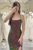 Load image into Gallery viewer, Mermaid Green Spaghetti Straps Sequin Prom Dress with Slit