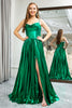 Load image into Gallery viewer, Dark Green A-line Spaghetti Straps Corset Prom Dress with Slit