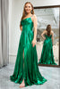 Load image into Gallery viewer, Dark Green A-line Spaghetti Straps Corset Prom Dress with Slit