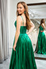 Load image into Gallery viewer, Dark Green A-line Spaghetti Straps Corset Prom Dress with Slit