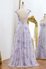 Load image into Gallery viewer, A Line Lilac Floral Print Prom Dress with Bows