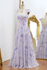 Load image into Gallery viewer, A Line Lilac Floral Print Prom Dress with Bows