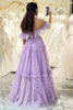 Load image into Gallery viewer, Lilac A Line Off the Shoulder Tulle Long Corset Prom Dress