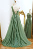 Load image into Gallery viewer, One Shoulder Green A Line Tulle Prom Dress with Lace-up Back