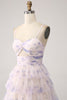 Load image into Gallery viewer, Lavender Flower Tiered Princess Prom Dress with Pleated