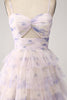 Load image into Gallery viewer, Lavender Flower Tiered Princess Prom Dress with Pleated