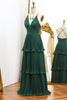 Load image into Gallery viewer, Dark Green A Line V-neck Pleated Prom Dress