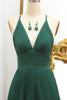 Load image into Gallery viewer, Dark Green A Line V-neck Pleated Prom Dress