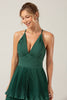 Load image into Gallery viewer, A-Line Tiered Chiffon Dark Green Long Bridesmaid Dress with Pleated