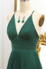 Load image into Gallery viewer, Dark Green A Line V-neck Pleated Prom Dress