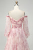 Load image into Gallery viewer, Blush Flower A-Line Off The Shoulder Print Prom Dress With Slit