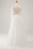 Load image into Gallery viewer, Elegant Ivory A Line Backless Long Sleeves Wedding Dress with Lace