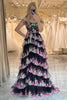 Load image into Gallery viewer, A-line  Off the Shoulder Black Pink Corset Prom Dress with Split