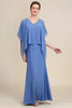 Load image into Gallery viewer, Grey Blue Sparkly Beaded Batwing Sleeves Mother of the Bride Dress