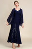 Load image into Gallery viewer, Navy Two Piece Sparkly Beaded Mother of the Bride Dress