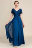 Load image into Gallery viewer, Blue A Line Mother of Bride Dress with Appliques