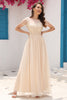 Load image into Gallery viewer, Sequins A Line Tulle Apricot Prom Dress with Lace