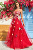 Load image into Gallery viewer, Burgundy A Line Princess Prom Dress with Appliques