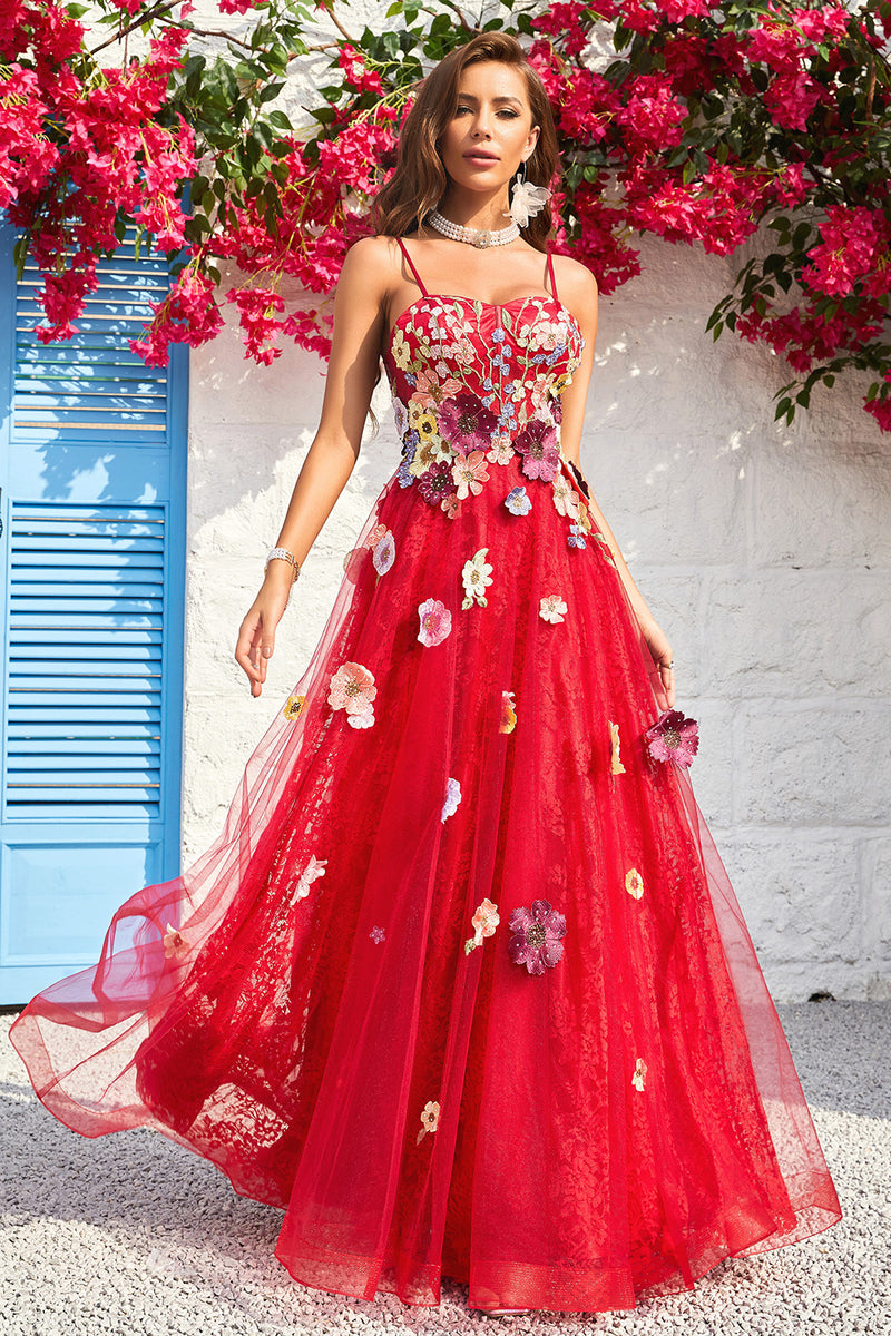 Load image into Gallery viewer, Burgundy A Line Princess Prom Dress with Appliques