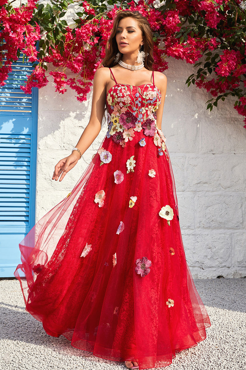 Load image into Gallery viewer, Burgundy A Line Princess Prom Dress with Appliques