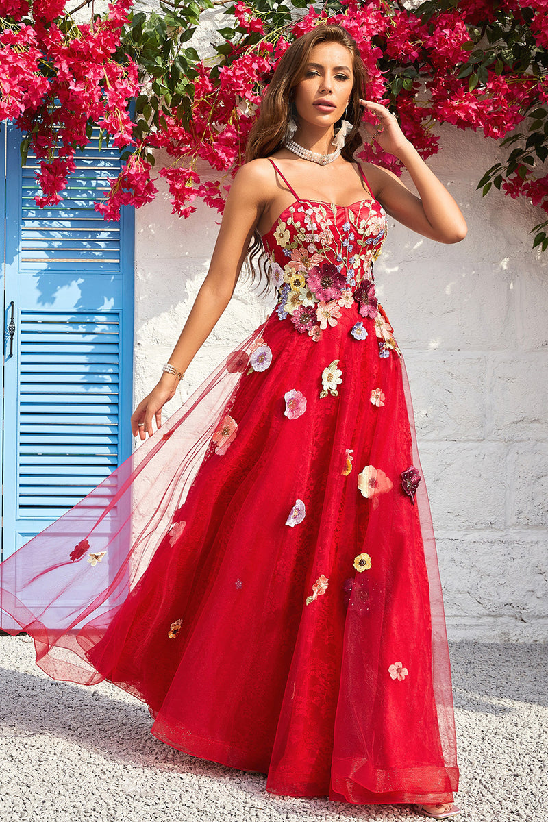 Load image into Gallery viewer, Burgundy A Line Princess Prom Dress with Appliques