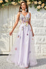 Load image into Gallery viewer, Lavender A Line Princess Prom Dress with Appliques