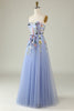 Load image into Gallery viewer, Lavender A Line Strapless Princess Prom Dress with Appliques