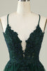 Load image into Gallery viewer, A Line Spaghetti Straps Dark Green Short Prom Dress with Criss Cross Back