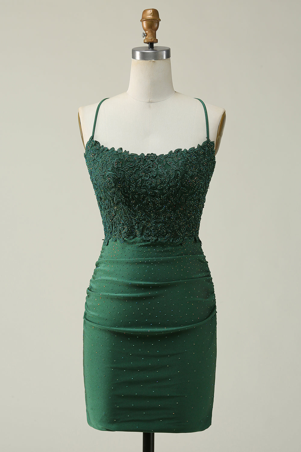 Dark Green Bodycon Short Prom Dress with Beading