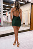 Load image into Gallery viewer, Sparkly Dark Green Beaded Short Prom Dress with Appliques