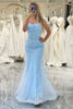 Load image into Gallery viewer, Mermaid Blush Spaghetti Straps Beaded Prom Dress