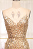 Load image into Gallery viewer, Sparkly Golden Mermaid Long Prom Dress with Slit