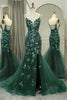 Load image into Gallery viewer, Sparkly Dark Green Mermaid Spaghetti Straps Beaded Prom Dress With Split