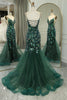 Load image into Gallery viewer, Sparkly Dark Green Mermaid Spaghetti Straps Beaded Prom Dress With Split