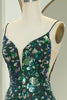 Load image into Gallery viewer, Sparkly Dark Green Mermaid Spaghetti Straps Beaded Prom Dress With Split