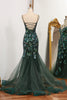 Load image into Gallery viewer, Dark Green Mermaid Spaghetti Straps Beaded Prom Dress With Split