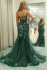 Load image into Gallery viewer, Dark Green Spaghetti Straps Mermaid Beaded Prom Dress With Split