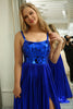 Load image into Gallery viewer, A-line Spaghetti Straps Royal Blue Pleated Prom Dress with Slit