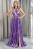 Load image into Gallery viewer, Dark Purple A-line Halter Neck Pleated Prom Dress