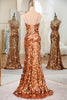 Load image into Gallery viewer, Sparkly Rose Golden Mermaid Spaghetti Straps Sequin Prom Dress With Slit