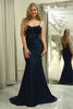 Load image into Gallery viewer, Black Mermaid Spaghetti Straps Corset Prom Dress With Appliques