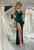 Load image into Gallery viewer, Mermaid Spaghetti Straps Dark Green Long Prom Dress with Slit