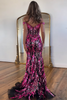 Load image into Gallery viewer, Sparkly Golden Mermaid Corset Off the Shoulder Sequins Long Prom Dress with Slit