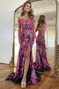 Load image into Gallery viewer, Sparkly Golden Mermaid Corset Off the Shoulder Sequins Long Prom Dress with Slit