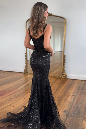 Sparkly Golden Mermaid Corset Off the Shoulder Sequins Long Prom Dress with Slit